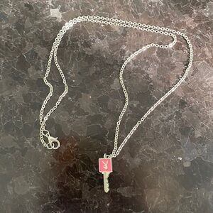 Pink & Silver Playboy Bunny Key Necklace